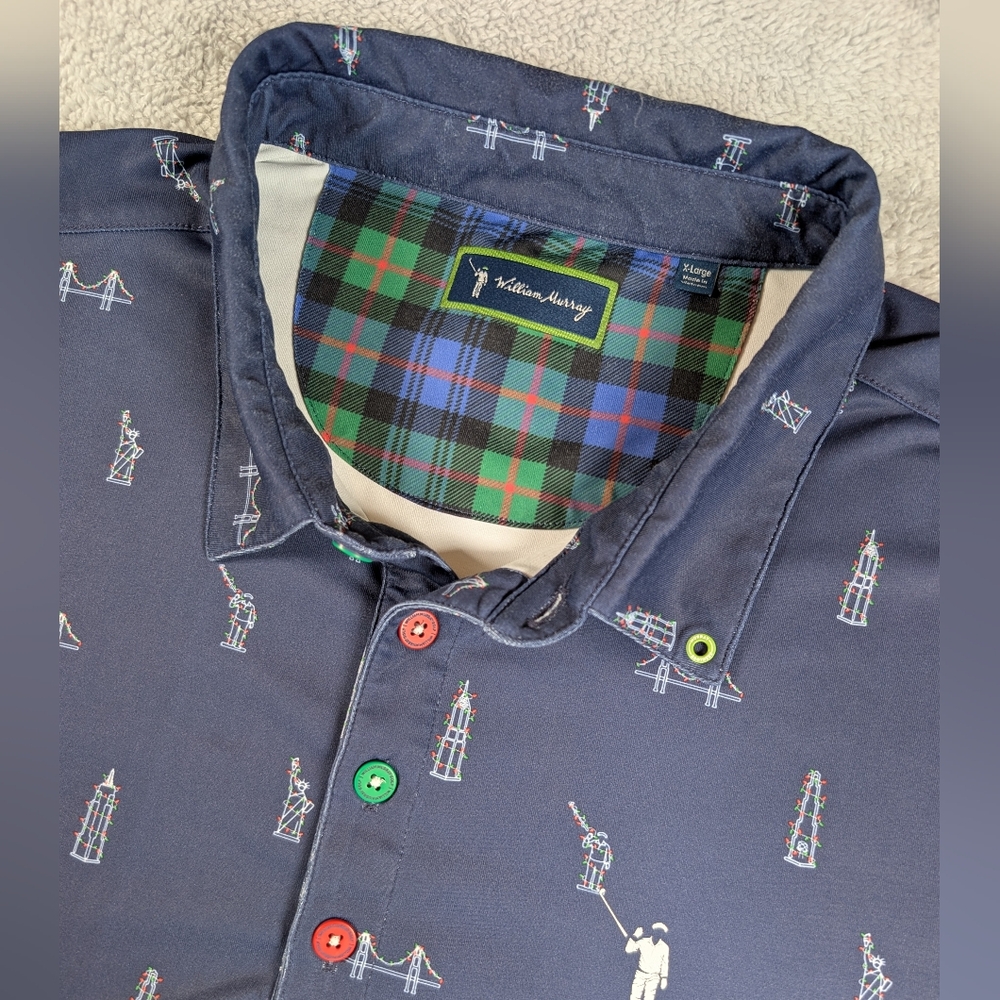 William Murray Tis‎ The Season Men's M Golf Polo Performance Stretch